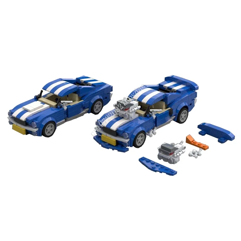

402PCS MOC Speed Champions City Racing Mustangs GT Chibi Model Building Blocks Technology Bricks DIY Assembly Kids Toys Gifts
