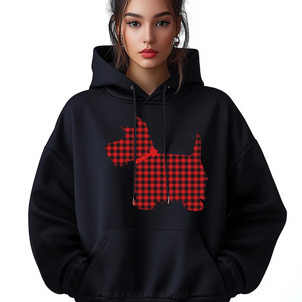 

Scottie Dog Hoodie Red Christmas Buffalo Plaid Dog Lover Mens Korean Fashion Sweater Sweater Design