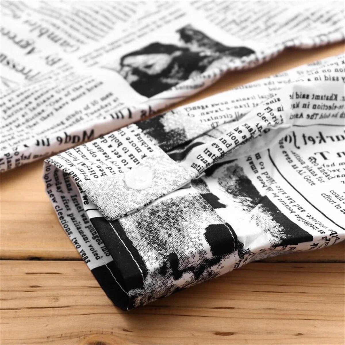 Camisas geniales de Hip Hop para hombre, camisa holgada de periódico a la moda, ropa de calle, camisas informales de manga larga para verano, camisetas divertidas Ulzzang High Street