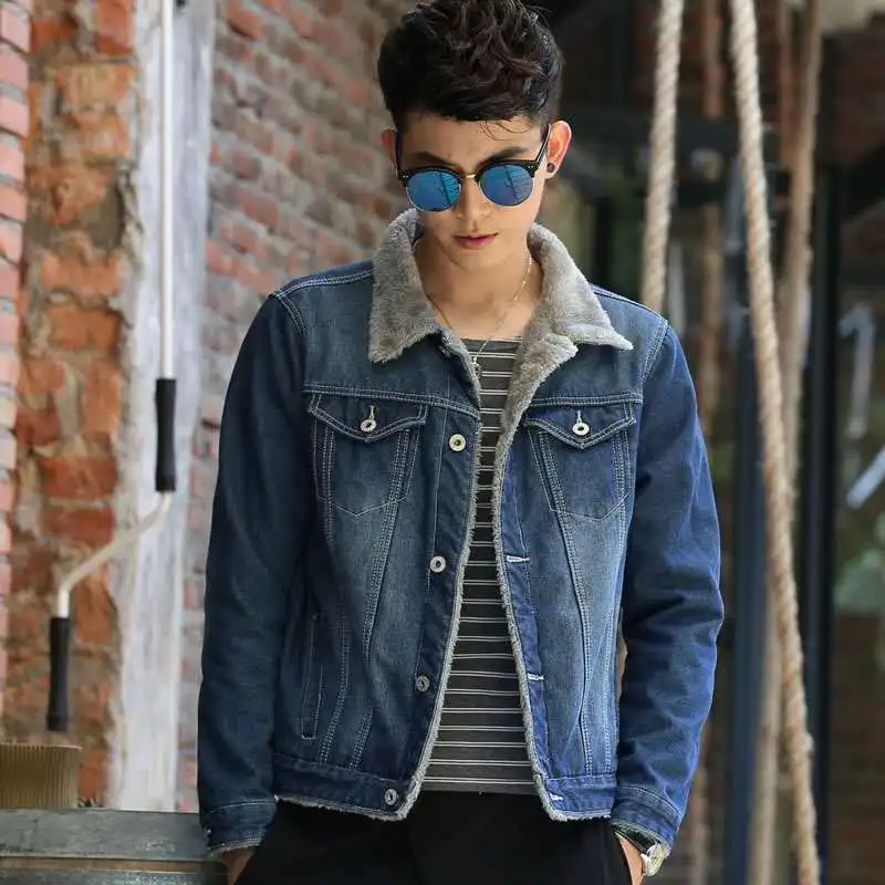 

Nice Pop Denim Parka Men Thickening Winte Jacket Men Slim Large Size Turn Down Collar Denim Jacket Cotton Fashion Jeans Coats