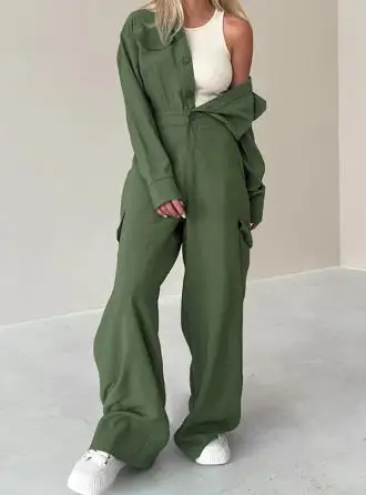 Work Style Loose Mountain Long Sleeve Jumpsuit Autumn 2025 Fashion New Women's Clothing Daily Casual Female Long Jumpsuits