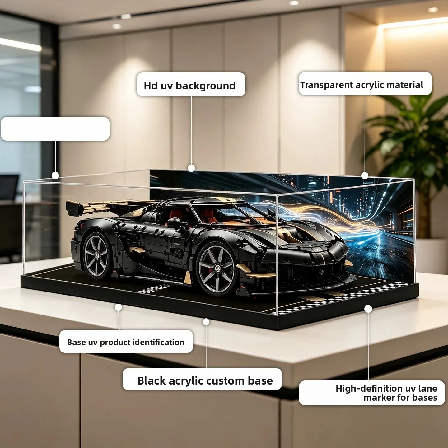 Acrylic Display Case for LEGO 42232 Koenigsegg Model, Clear Dustproof Storage Box for Building Blocks, High Definition Showcase