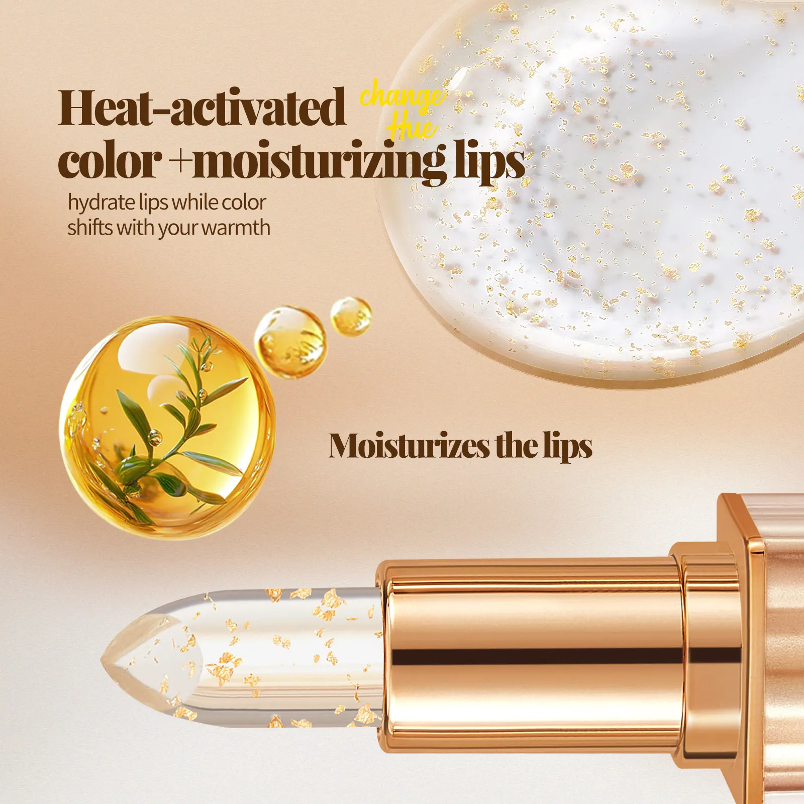 أحمر شفاه متغير اللون، بلسم شفاه كريستالي شفاف متغير اللون، يدوم طويلاً ومرطب لعيد الحب #6