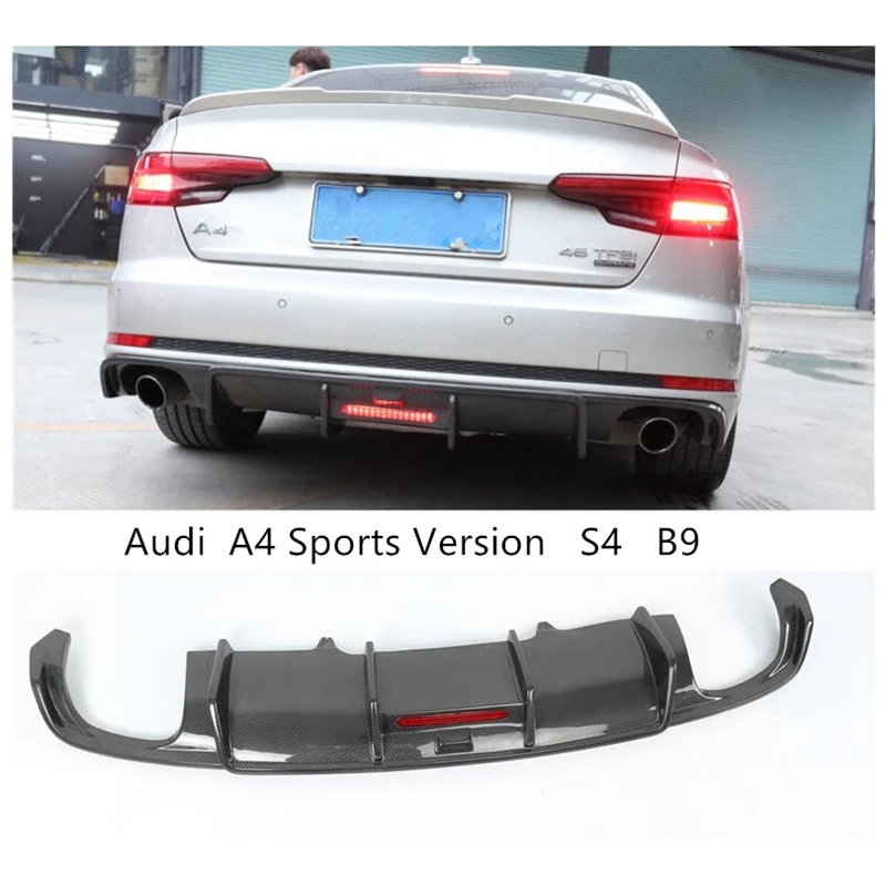 For Audi A4 S4 B9 Sports Version 2017 2018 2019 2020 Carbon Fiber Rear Lip Spoiler Bumper Diffuser Car Accessories