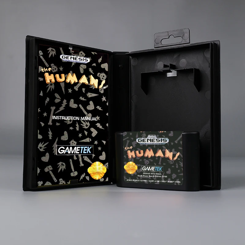 

The Humans USA cover 16bit MD game card with box with manual for Sega Genesis Megadrive