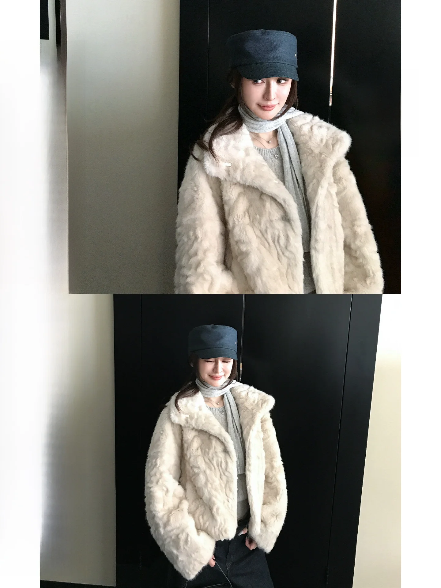 

Skk Store Роскошная куртка из овчины с мехом Экологичная окрашенная текстура Встроенная верхняя одежда из волос и кожи Повседневное женское пальто