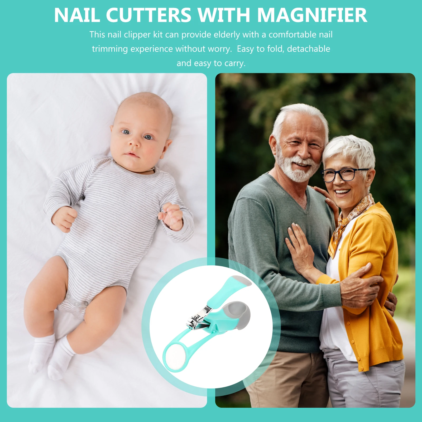 

Stainless Steel Nail Clipper with Magnifying Glass Foldable Design for Elderly Precision Nail Trimming Portable Manicure