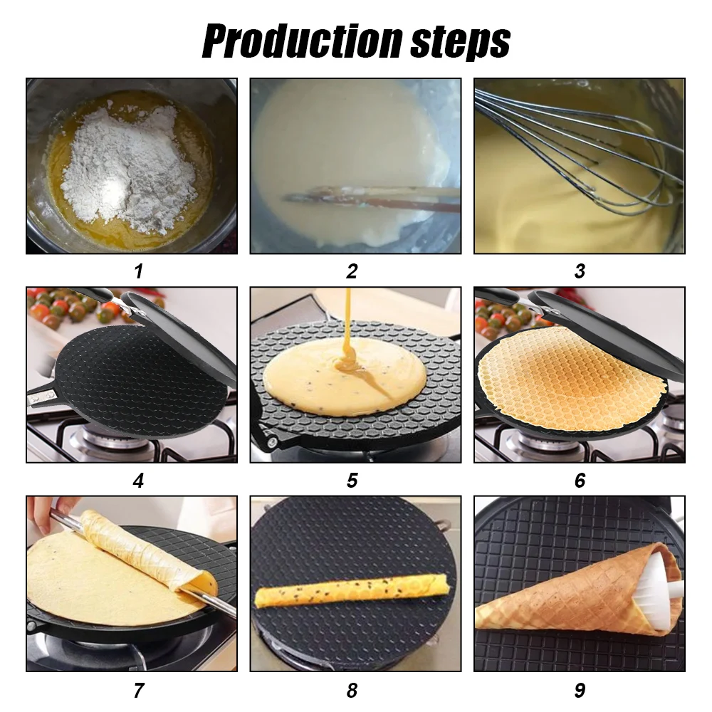 Non-Stick Omelet Mold Ice Cream Cone Maker Bakeware Egg Roll Baking Pan Waffles for The Baking Pan Cake