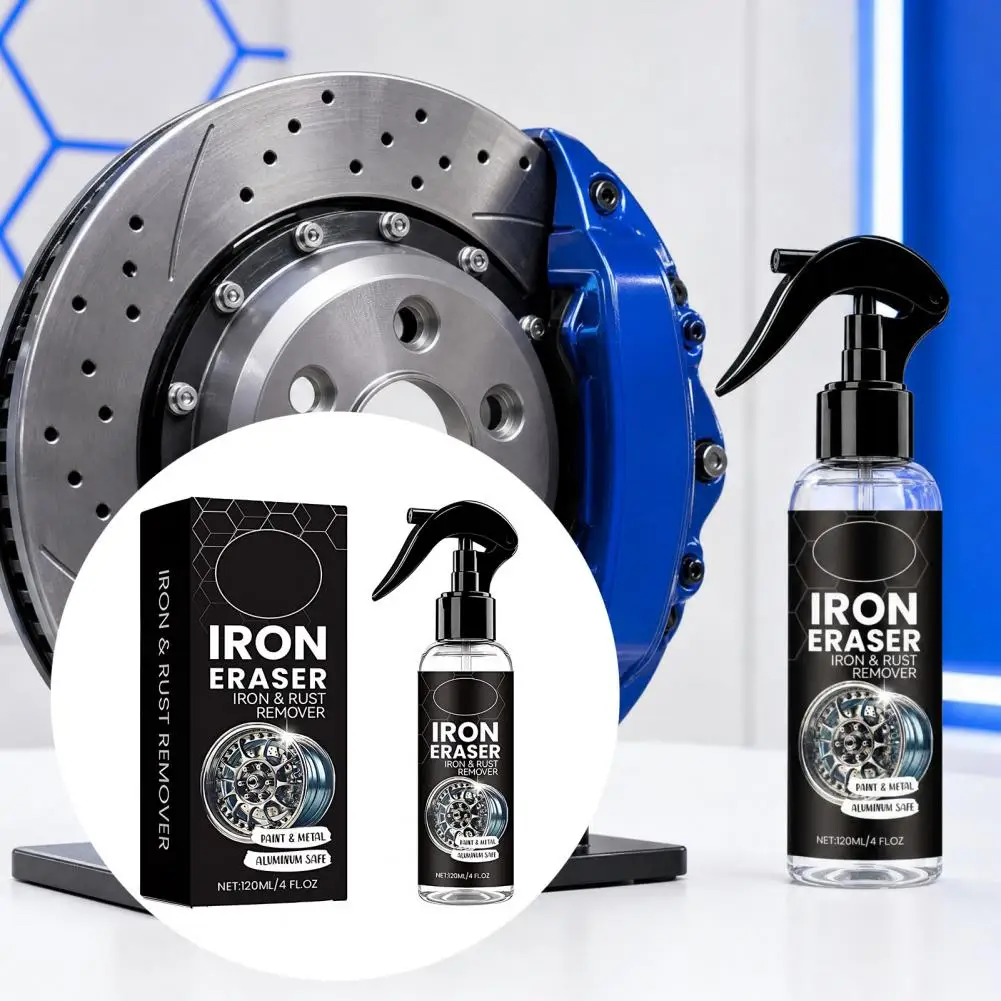 Iron Powder Remover Iron Remover Spray for Car Wheels Metal Surface Cleaner Coating Rust Stain Remover for Brake Calipers