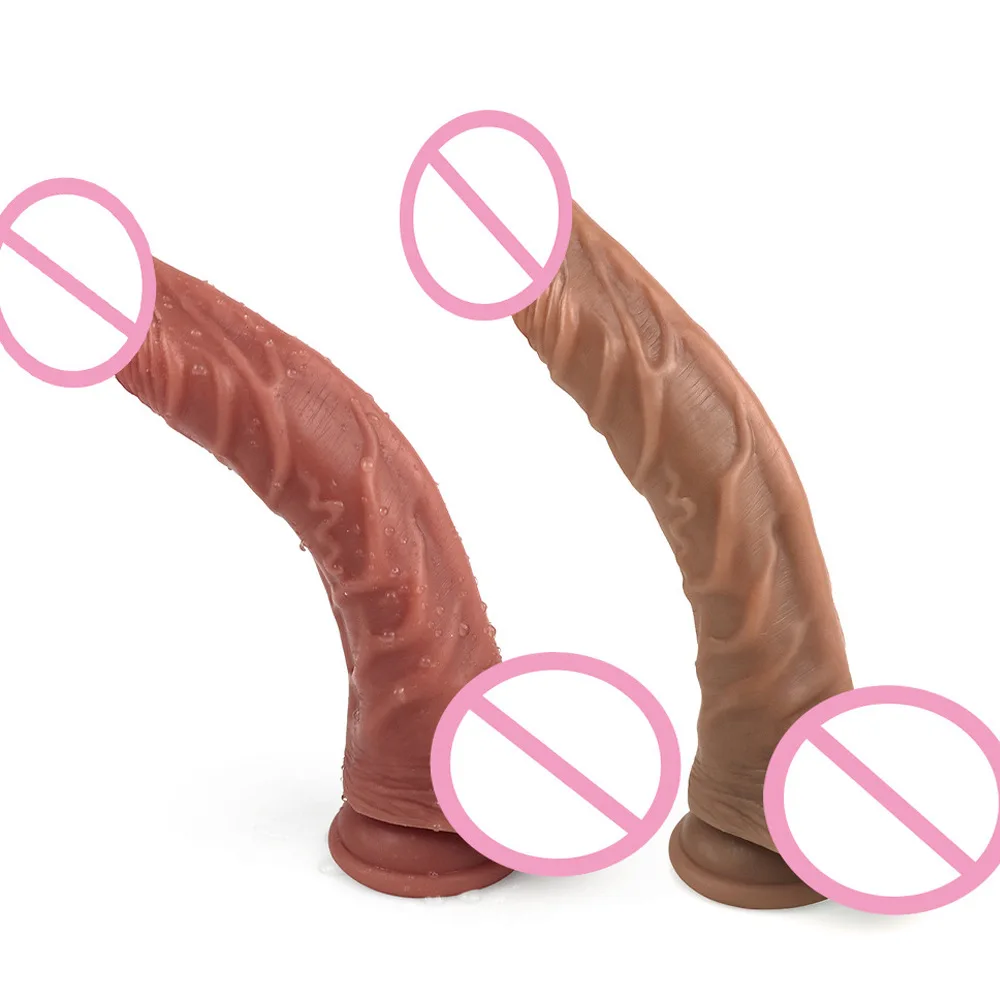 Large Bending Soft Silicone Artificial Penis Prostate Female Manual Masturbation Prosthetic Penis Back Court Anal Plug Sex Toys