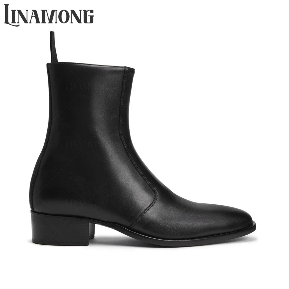 Ankle High Side Zip Panel Booties Pointed Round Toe Crocodile Leather Velvet Boots Classic Concise Style Business Boots for Men