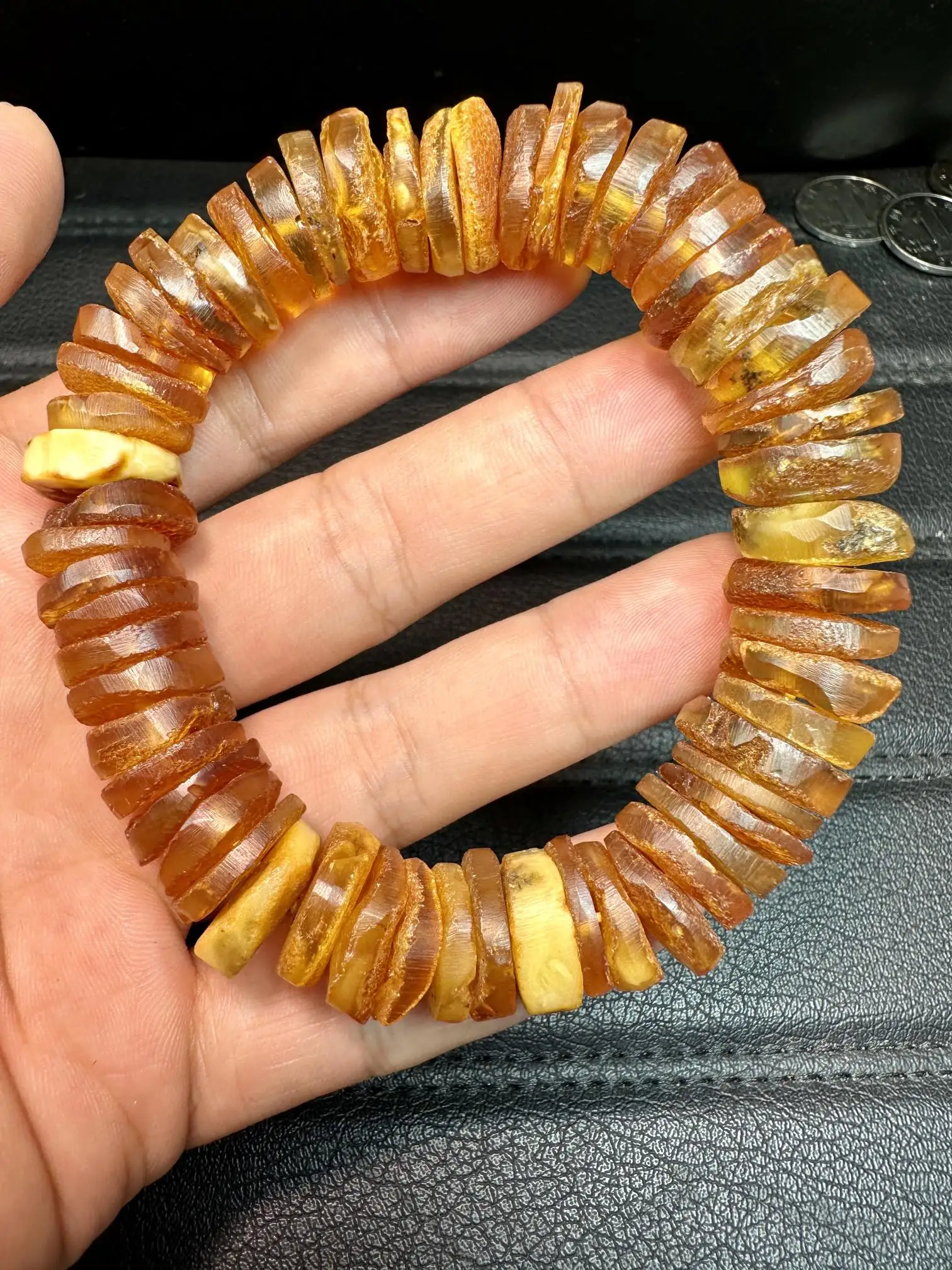 

Natural Yellow Amber Abacus Beads Bracelet Gemstone Women Men 15.8mm Healing Stretch Amber Jewelry AAAAAA