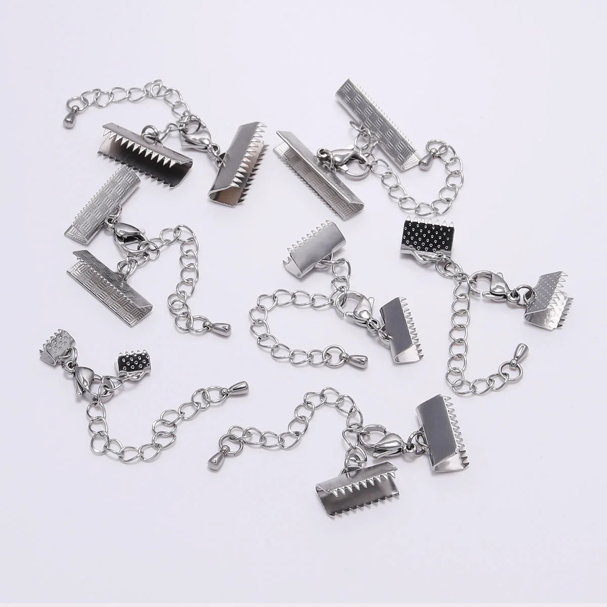 5Set New Stainless Steel Tail Horse Buckle Chain Extension Chain, Water Drip Lobster Buckle DIY Jewelry Accessories Wholesale