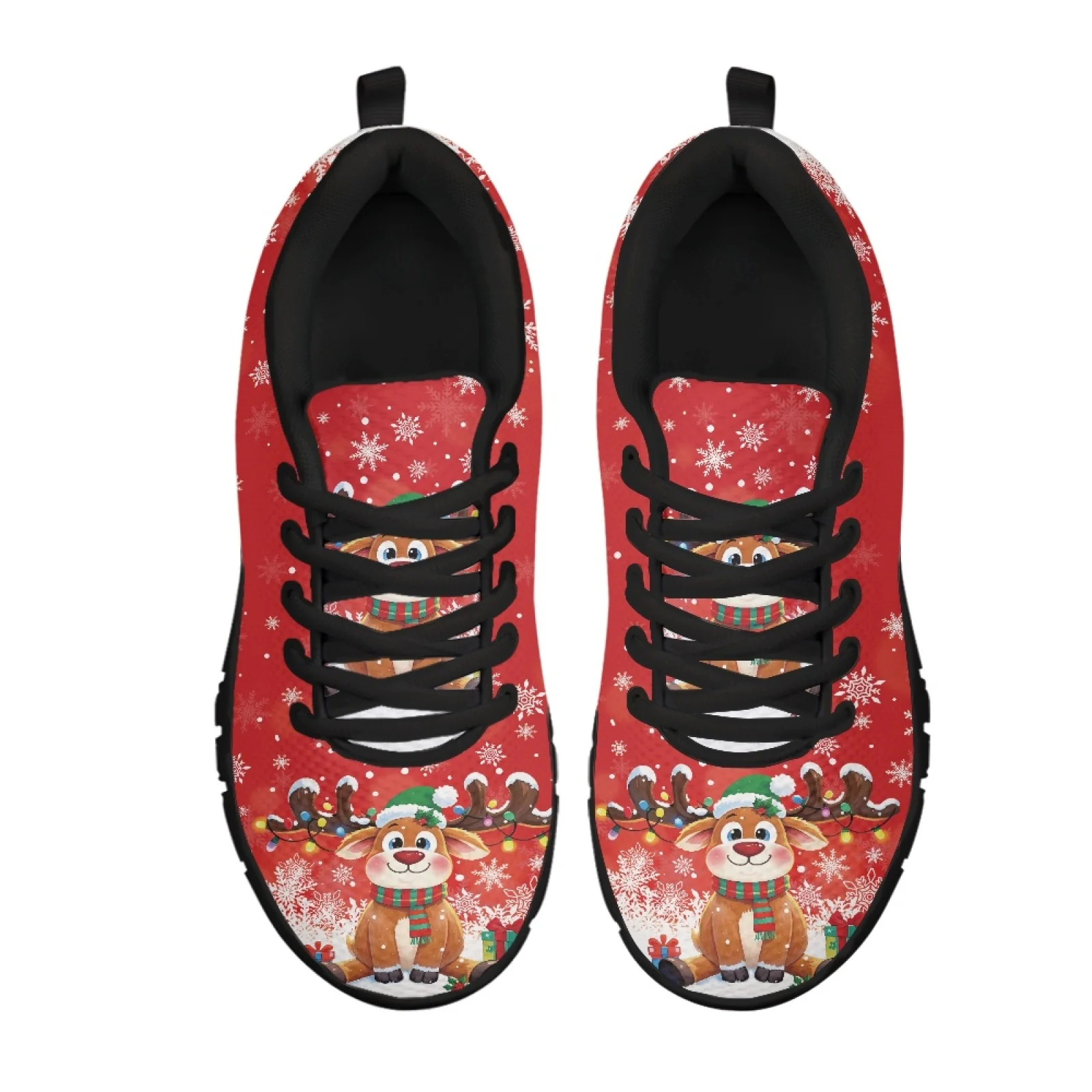 Coloranimal Reindeer Pattern Women Cushioned Jogging Shoes for Long Standing Hospital Floor Soft Comfortable Work Shoes