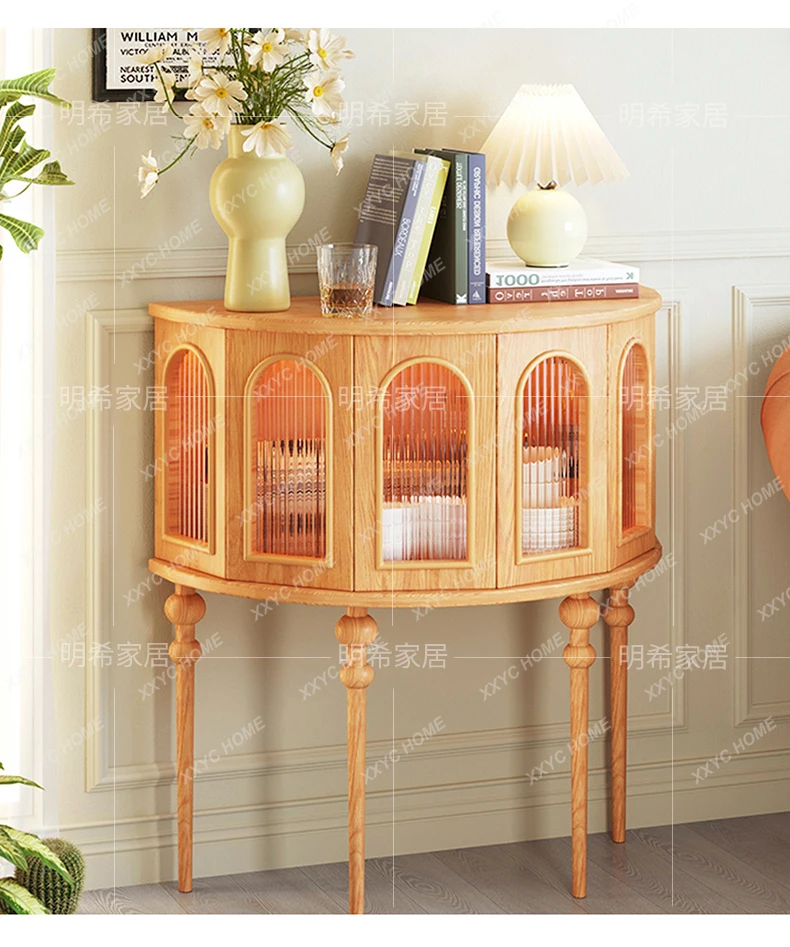 

Entrance Cabinet Living Room Semicircle Side Cabinet Sofa Chest of Drawers American Console Tables