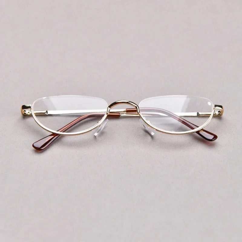 Retro Reading Glasses High-definition Metal Spring Hinges Half Moon Semi Rimless Readers Optical Spectacle Small Frame Eyeglass