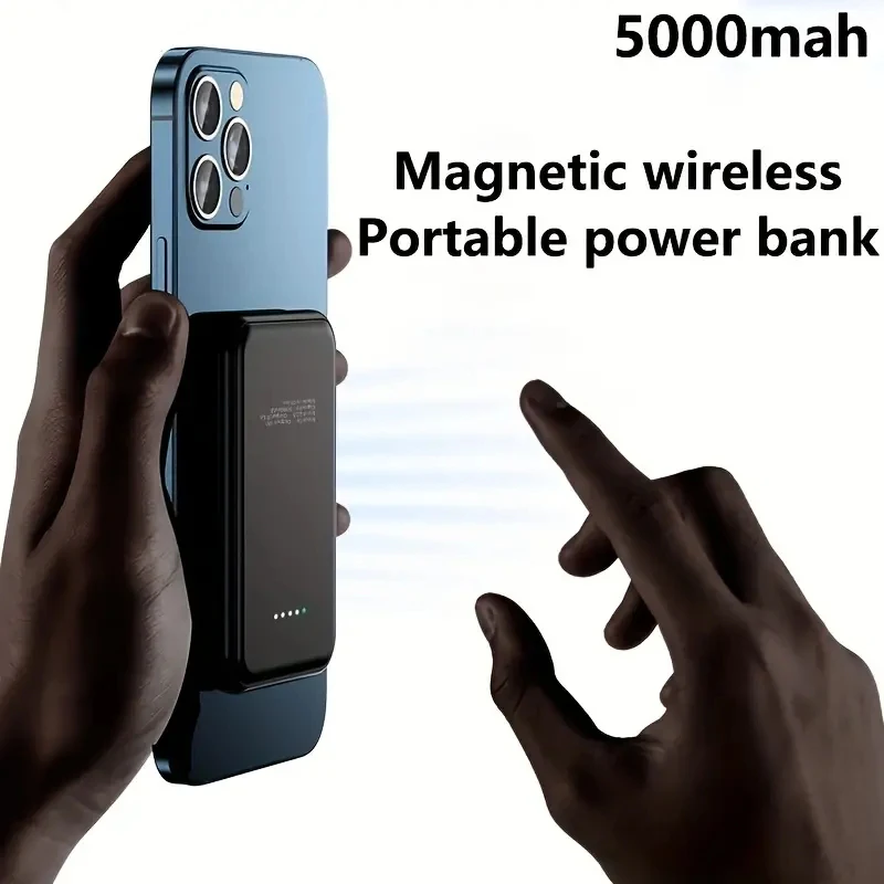 5000mAh Magnetic Wireless Charger Power Bank Mini Portable 5W Support Fast Charger Power Bank For iPhone 15 14 13 12 Pro Max