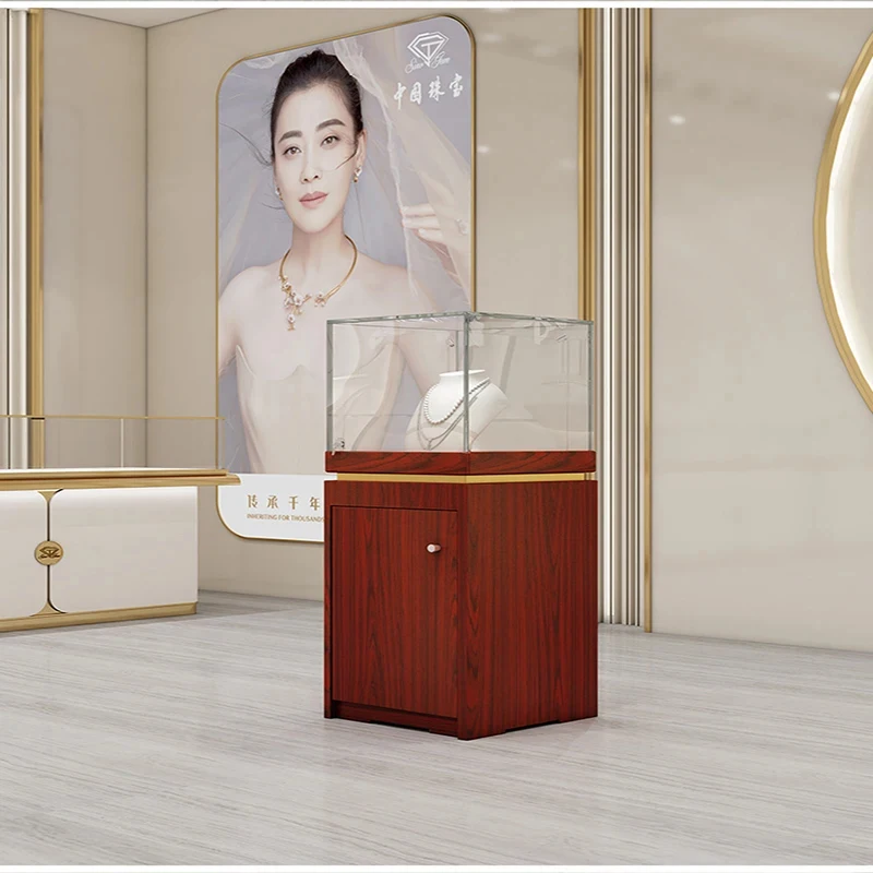 custom.Luxury Jewelry Display Cabinets with Tempered Glass and Metal Construction LED Lighting Ventilated Back Customizable Colo