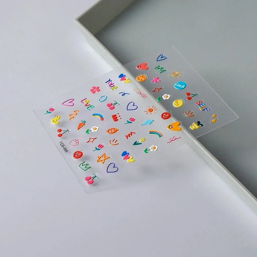 Jelly Design Tulip Flowers Love Heart Color Lines 5d Embossed Reliefs Nail Art Stickers Lovely Manicure Nail Decals image 5