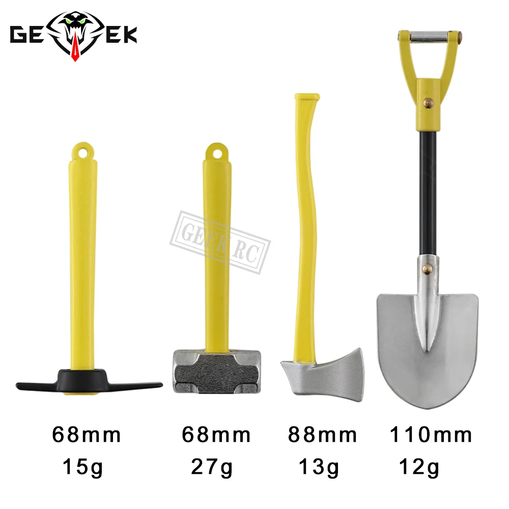 RC Car 1:10 Scale Accessories Metal Hammer Axe Shovel Pickaxe for RC Crawler SCX10 TRX4 TRX6 WLP D12 C24 MN 99S ZP1001