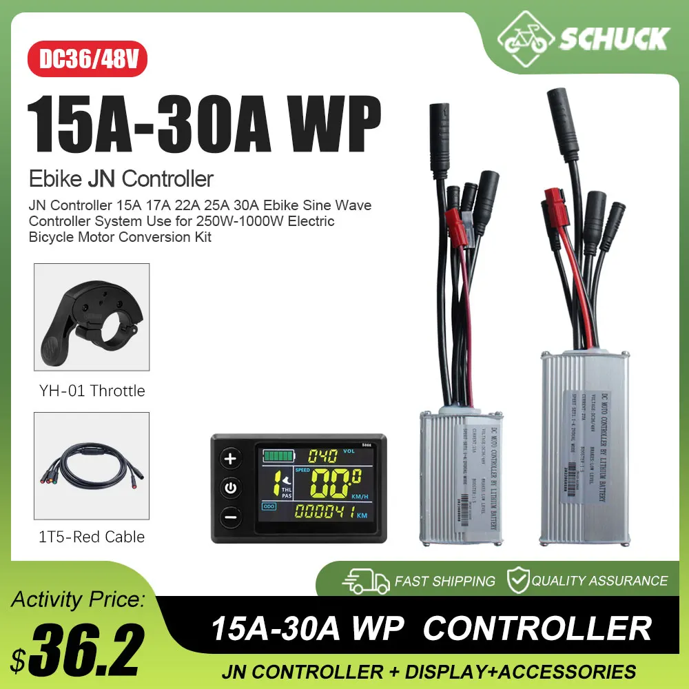 

Electric Bike JN Controller 36V 48V15A 17A 22A 25A 30A Waterproof With Light Plug Use for 250W-1000W Hub motor Conversion Kit
