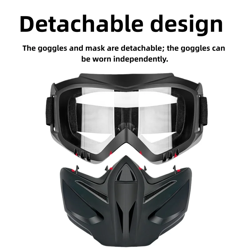 แว่นตาป้องกันลมกันฝุ่นแบบปรับได้ ถอดออกได้ ใช้ได้สองแบบ ป้องกันฝ้า พร้อมฟองน้ำสามมิติ