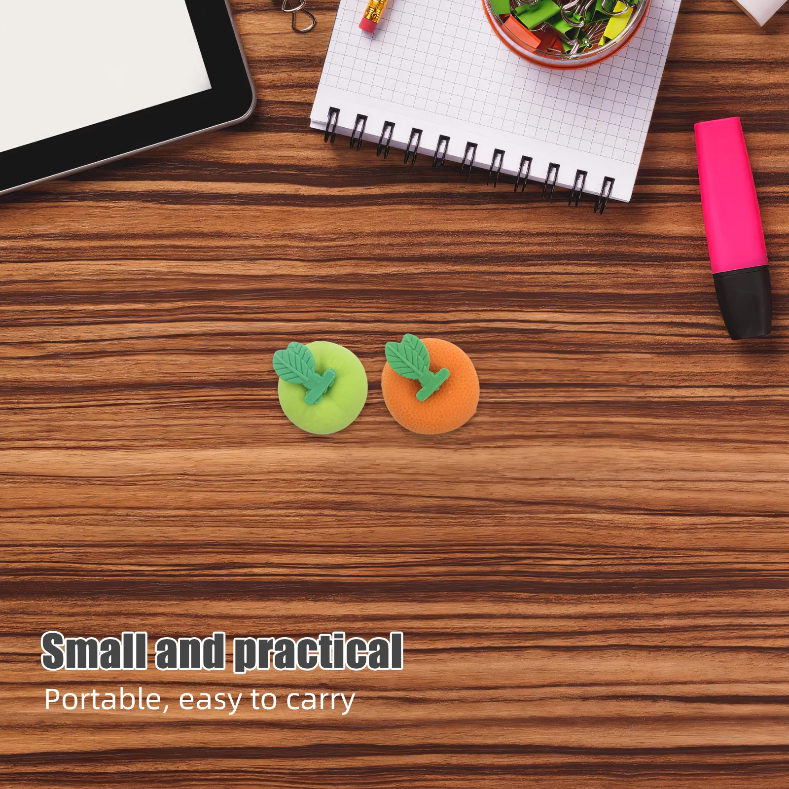 

100pcs Fun Fruit Erasers Mini Apple Orange Shaped Kids Pencil Eraser Bulk For School Classroom Rewards Drawing Stationery