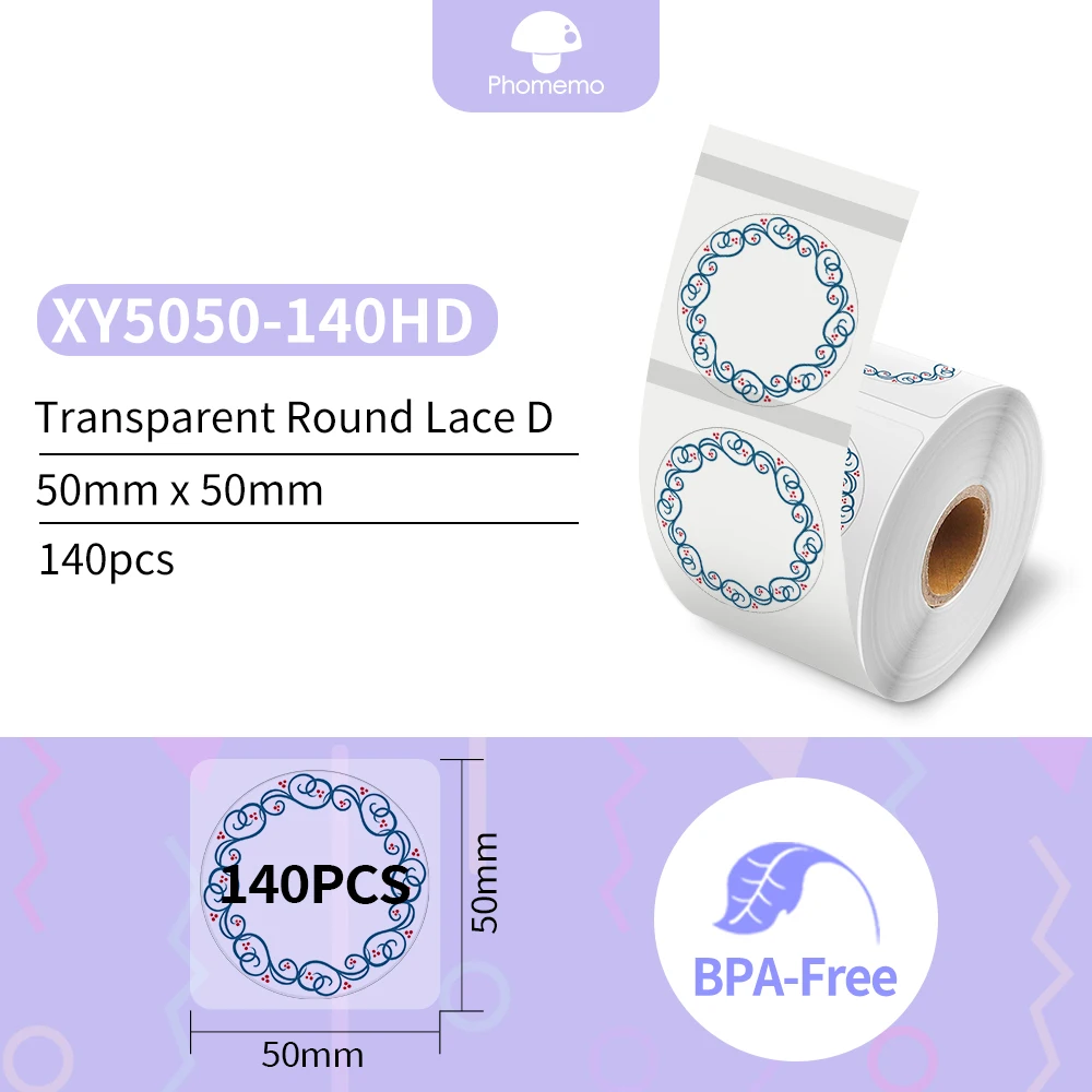 Phomemo Multi-Purpose Square Self-Adhesive Label Paper for Phomemo M110/M200 Label Printer Paper Roll