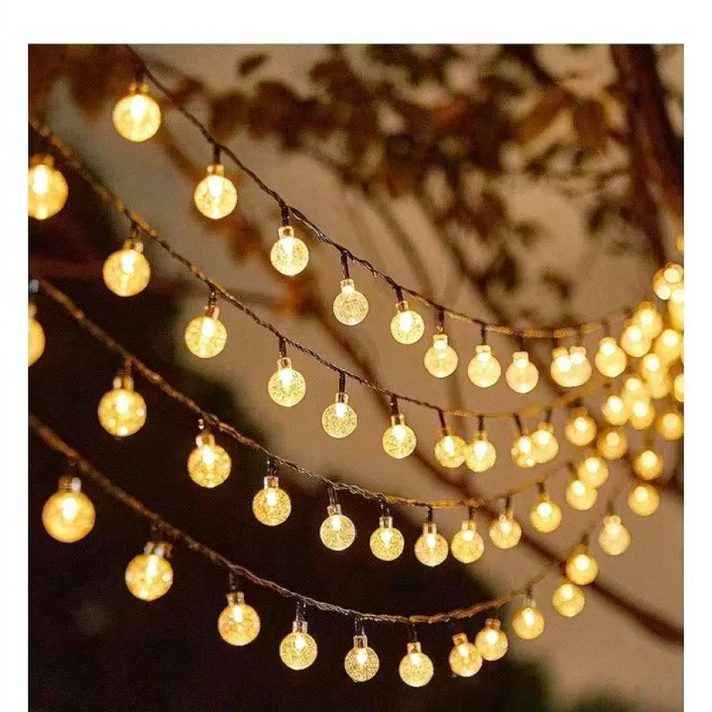 Crystal Bubble Ball Solar String Light Outdoor Waterproof Garden Ornament Lamp For Holiday Festive Yard Pathway Landscape Decor