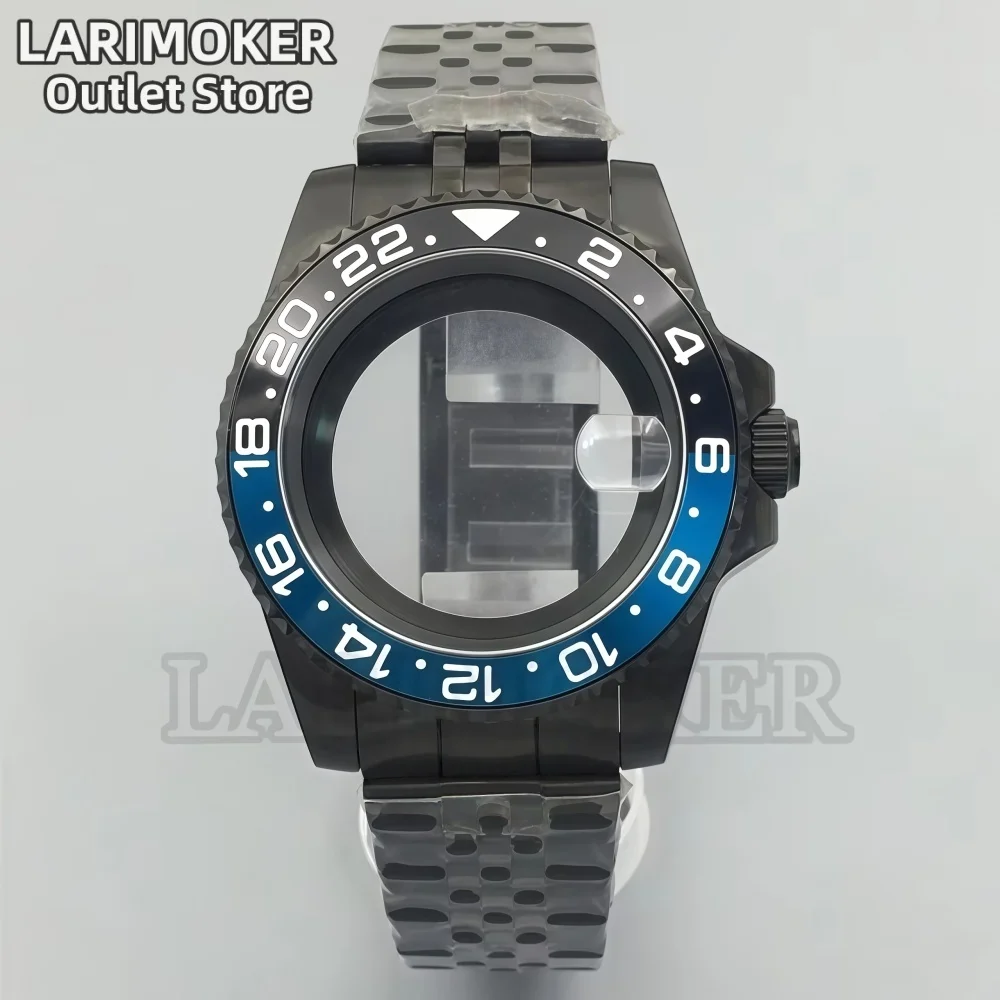 

LARIMOKER 40.5mm Men's Watch Case Sapphire Glass Blue-Black Ceramic Aluminum Bezel Suitable For NH34 NH35 PT5000 ETA2824 Movemen