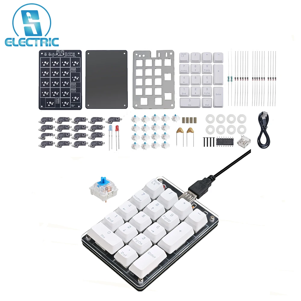 Numeric Keypad Soldering Practice Kit 17-Key USB Mechanical Numpad with Hot-Swappable Switches STEM Learning Project for School