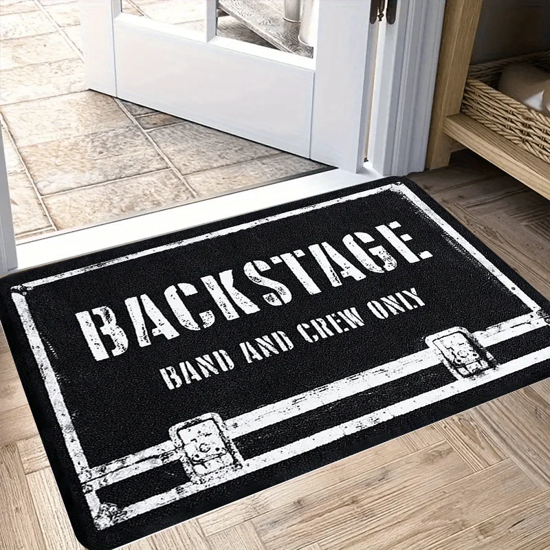 1pc BACKSTAGE Rock Band Doormat Flannel, Music Festival Doormat, Front Doormat, Entrance Mat, Hall Doormat, for Outdoor Doorways