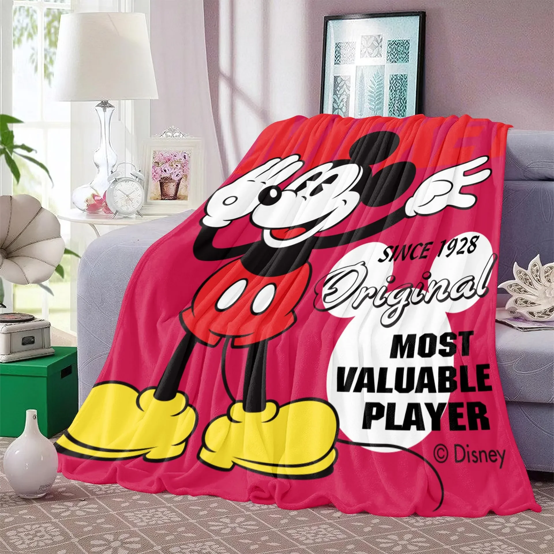 

Disney Cute Cartoon Flannel Blanket Mickey Series Living Room Bedroom Work Lunch Break Blanket Warm and Comfortable