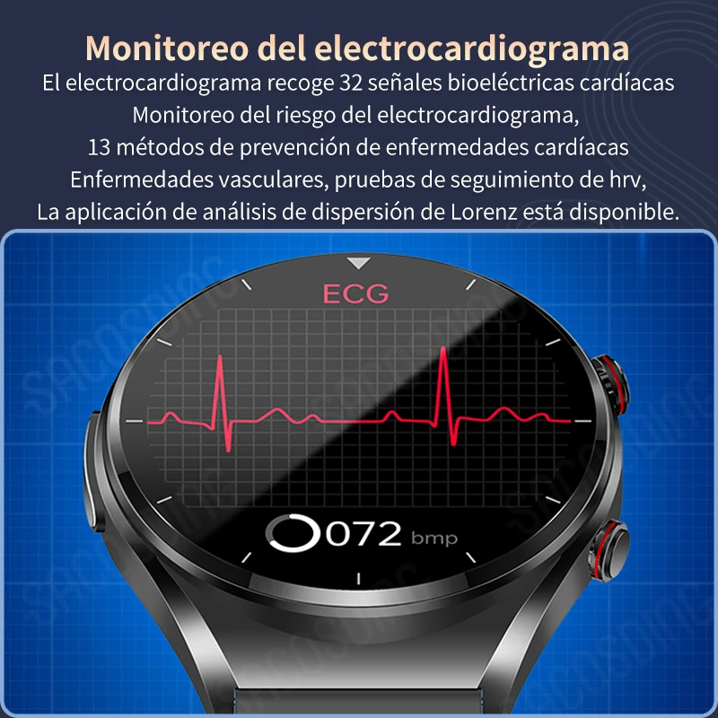 Inteligentny zegarek ze zdrowym poziomem cukru we krwi ECG + PPG precyzyjna temperatura ciała tętno inteligentny zegarek do monitorowania HRV