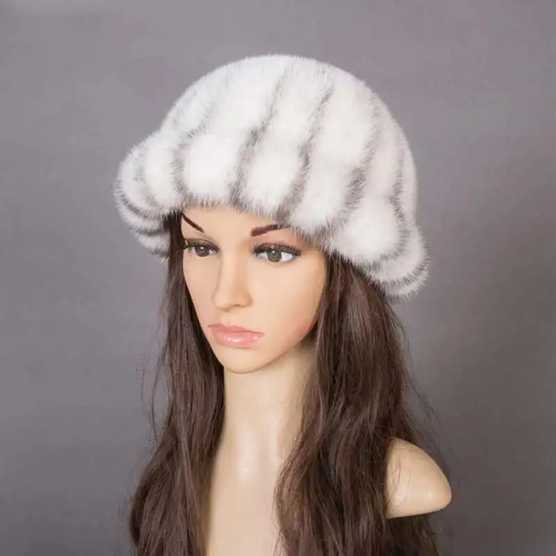 

Mink Fur Hat Women Winter Warm Beanie Hat Real Mink Fur Cap Fashion Lady's Cap Black Natural Mink Fur Hats Outdoor Skiing Cap