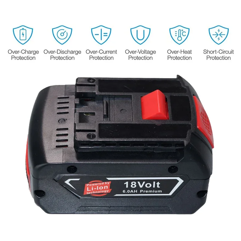 For Bosch 18V 6.0Ah/8.0Ah/10.0Ah Rechargeable Li-ion Battery BAT609 BAT609G BAT618 BAT618G BAT614