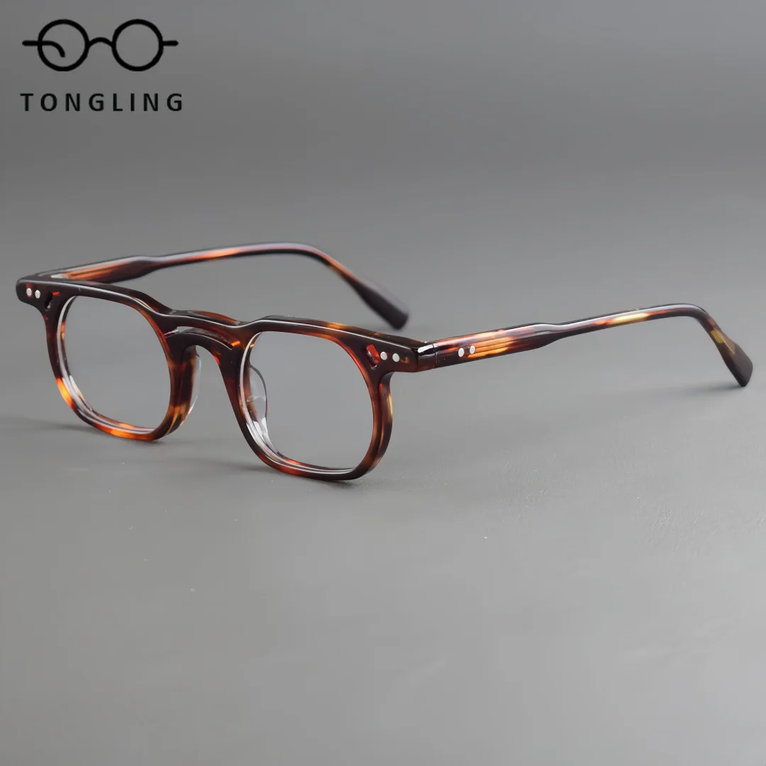 2026 High-Quality Men Exquisite Acetate Handmade Glasses Retro Fashion Small Square Men Versatile Individualized Eyeglass Frame
