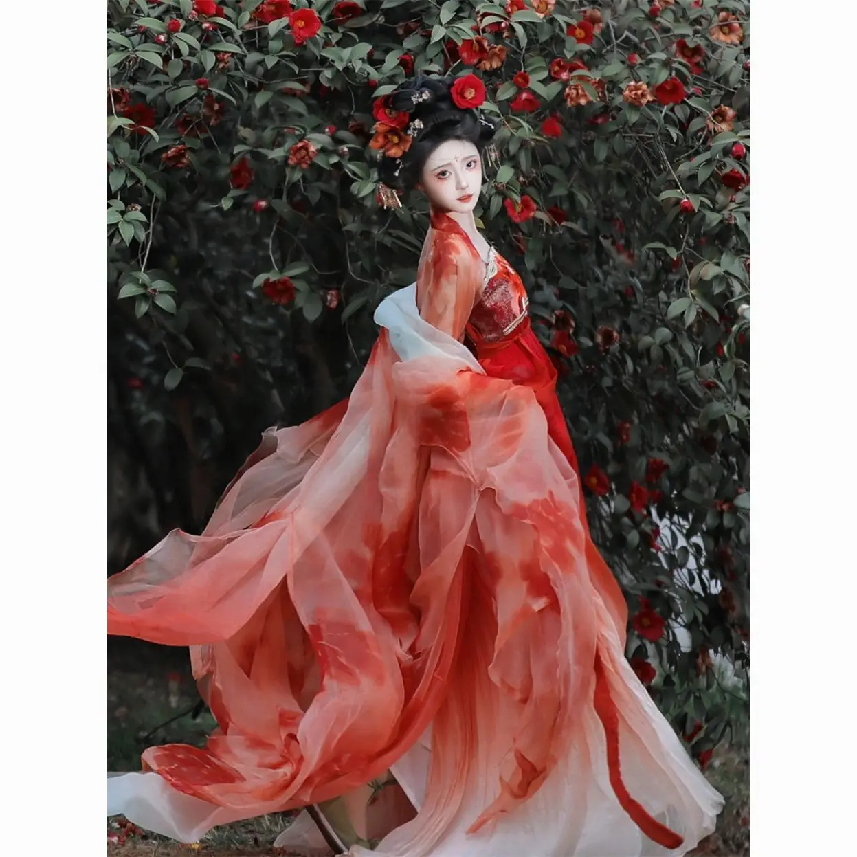 中国漢服魚追い唐風チーチェストヘジスカート花びら破れビッグスリーブ赤鯉スーパーフェアリーハンコスプレ衣装