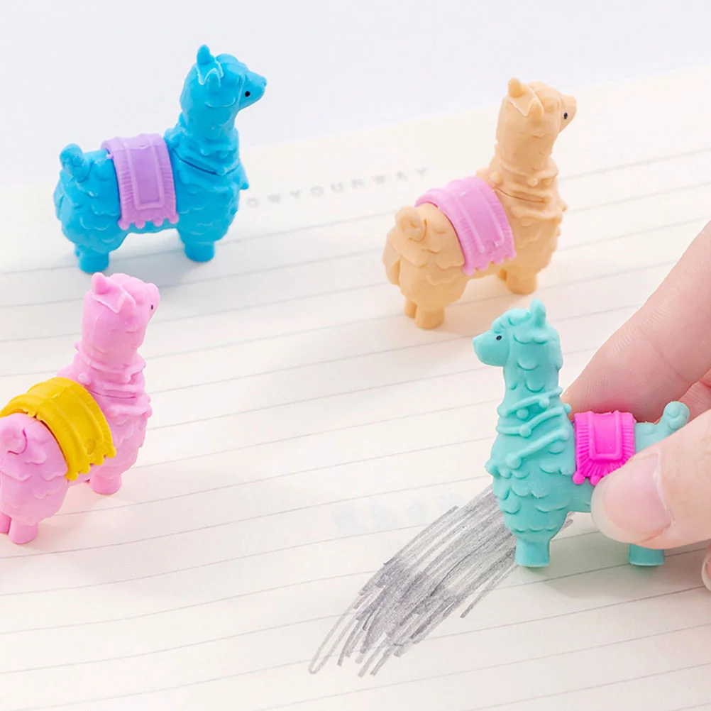 16 Pcs Eraser Cartoon Kid Paint Rack Decoration The Gift Painting Kindergarten Alpaca Rubber Decorate Animal Erasers Kids