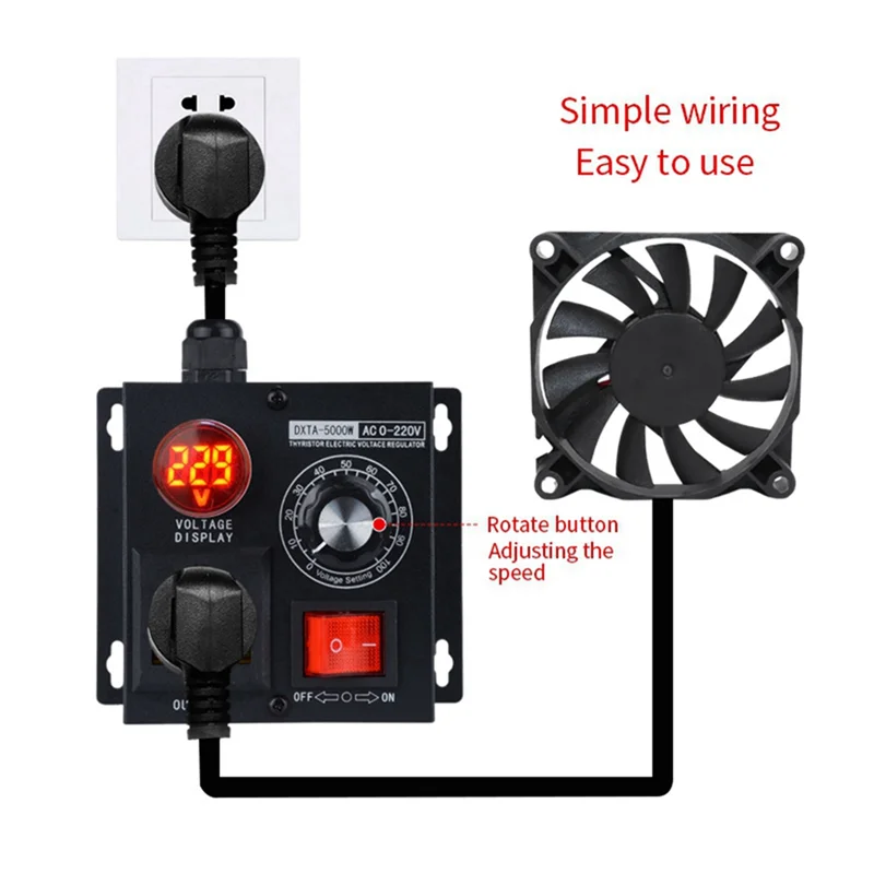 SQPP-Variable Voltage Regulator 5000W Speed Temperature Light Voltage Uelatic Pressure Controller UK Plug