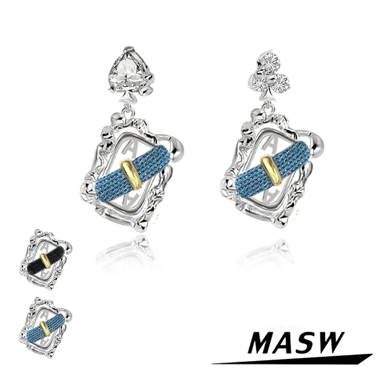 

MASW Original Modern Jewelry 2024 Trend New High Quality Brass Glass Poker Drop Earrings For Women Party Wedding Gift Hot Sale