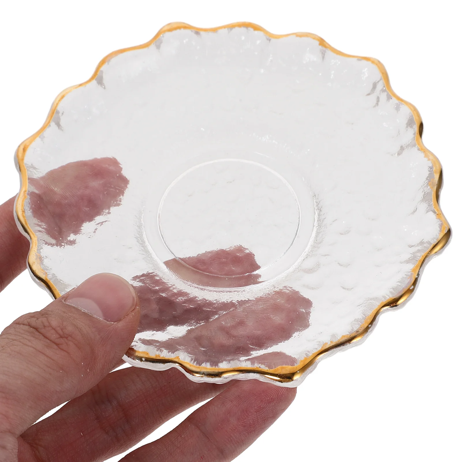 طبق شاي زجاجي، تصميم قاعدة شفافة سميكة مقاومة للحرارة للمنزل والمكتب وكوب القهوة وزجاج النبيذ #3