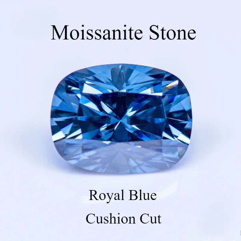 

Moissanite Stone Cushion Cut Royal Blue Natural Color Lab Grown Diamond for Women Jewelry Making Materials with GRA Certificate