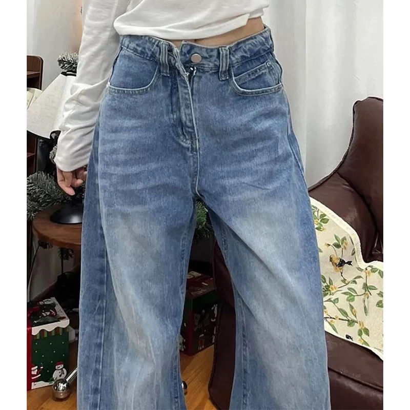 ガールズファッションデザイナー クリスタルシンパンツ 2025 ハイストリート レディース ストレートレッグジーンズ 女性用シックなバギーハイウエストデニムトラウザーズ