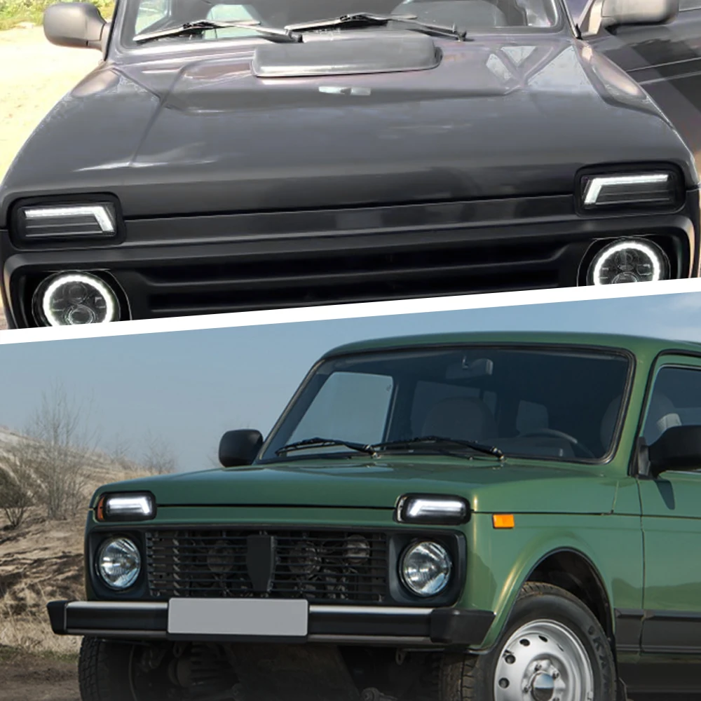 For Lada Niva 4X4 1995 LED DRL Lights With Running Turn Signal PMMA / ABS Plastic Function Accessories Car Styling Tuning