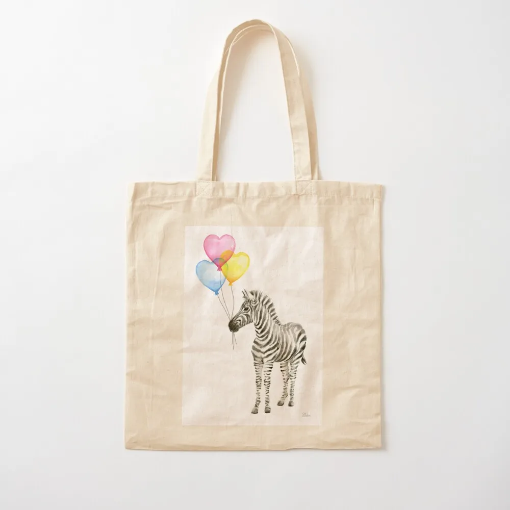 

Zebra Watercolor Baby Animal with Balloons for Nursery Tote Bag woman shopping bag bags for women cute tote bag Canvas Tote