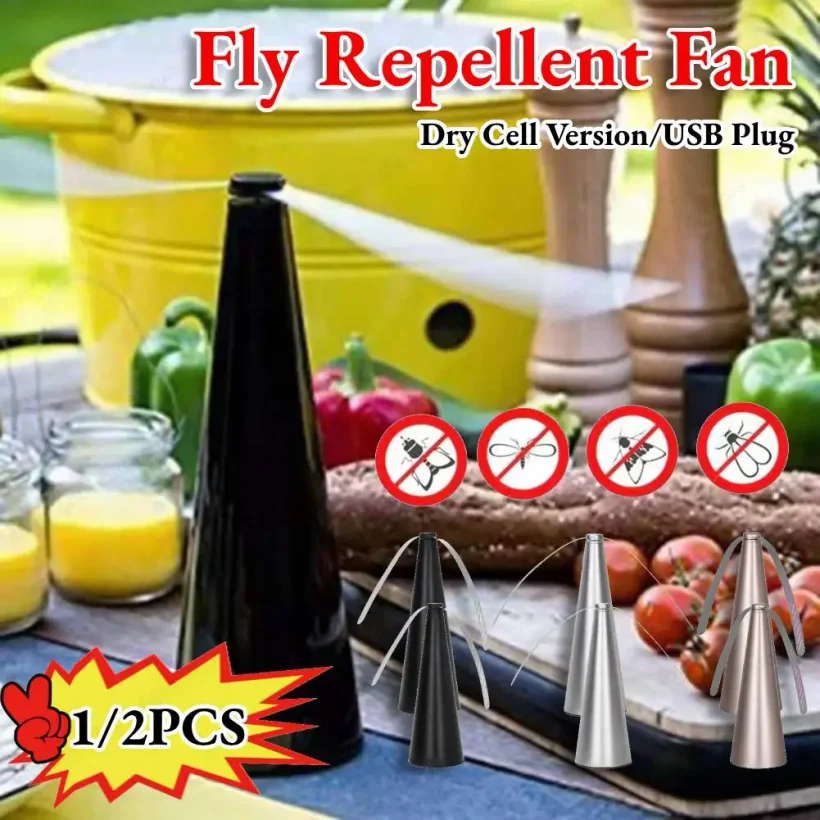 Portable Fly Fans for Table Fly Destroyer Keep Flies Bugs Battery/USB Powered Away From Food Outdoor Kitchen Fly Repellent Fan