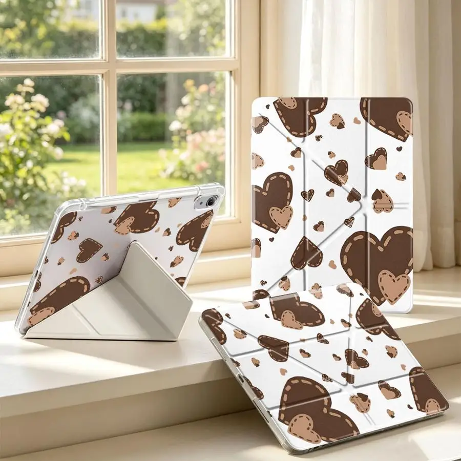 Stitched Hearts With Pen Slot Cover Tablet Case For Samsung Galaxy Tab S8 S7 FE S9 Plus A11 A9 Plus S10 Lite A8