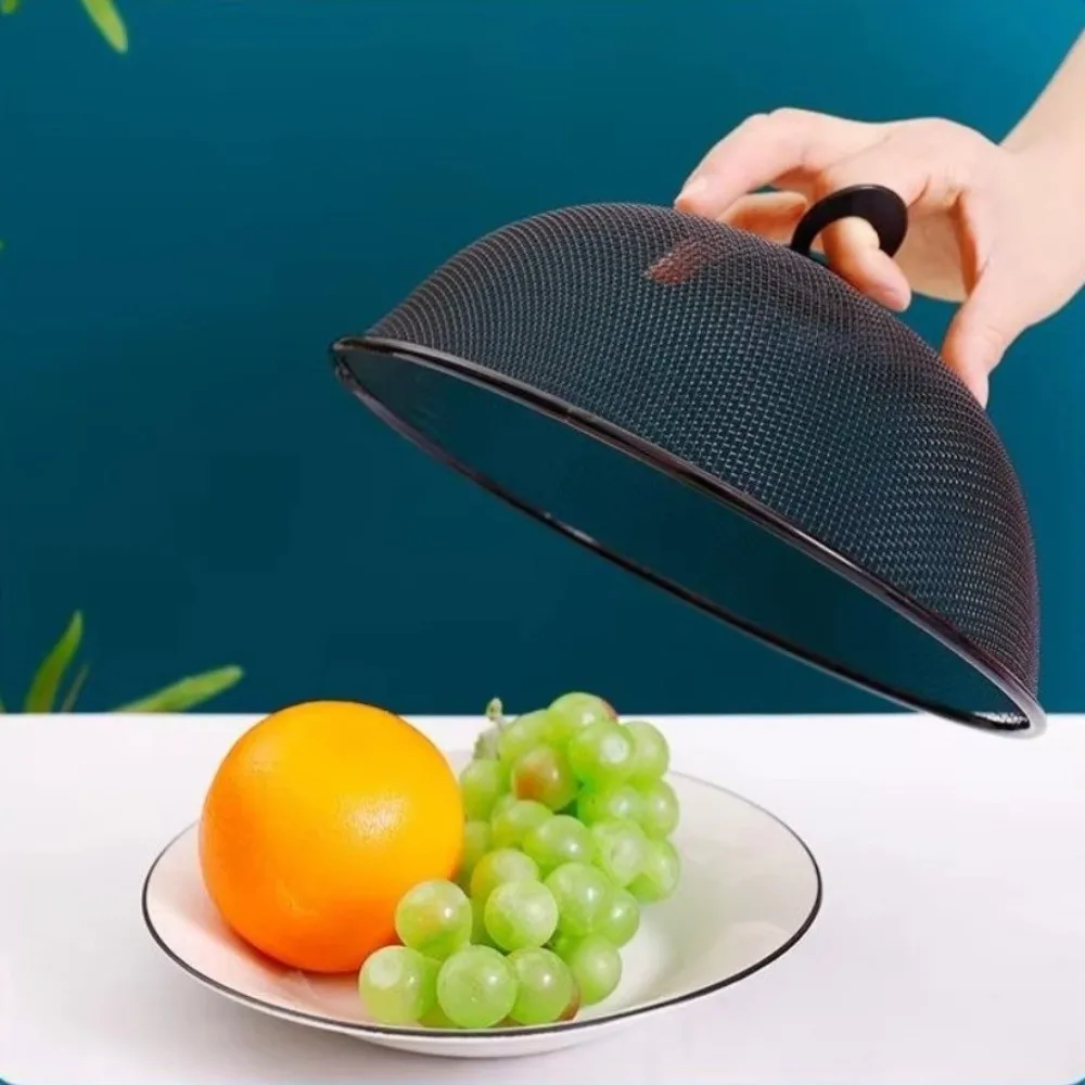New Round Food Cover Anti-Flying Iron Mesh Dust Cover 28cm Fruit Protective Cover Picnic