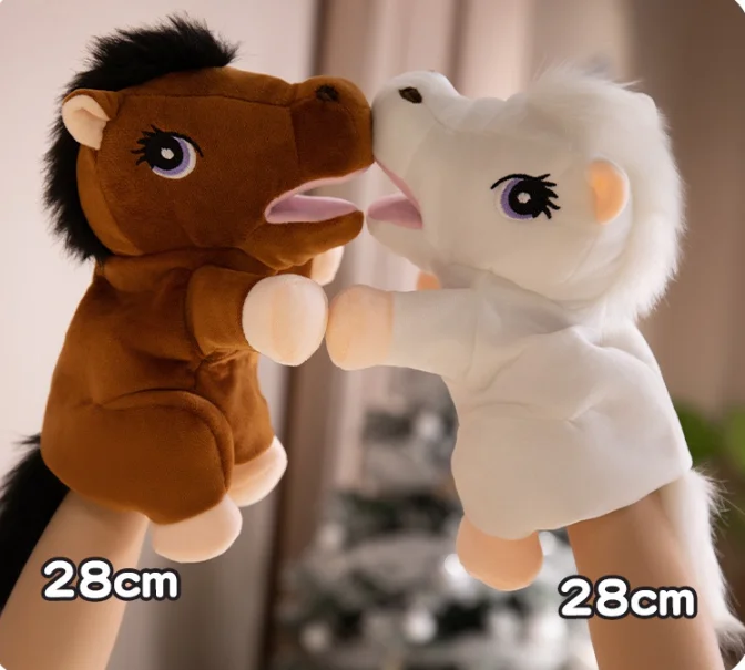 말의 해 마스코트 인형 플러시 토이 포니 핸드 인형 천 인형 어린이 공연 소품 부모 자녀 게임 장갑 H1